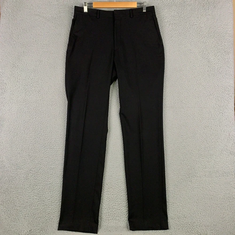 Kenneth Cole Reaction Techni-Cole 2 Piece Suit 44L Black Slim Fit Pants 34x34